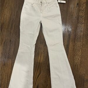 MOTHER Cream Flare Wide Leg Jeans